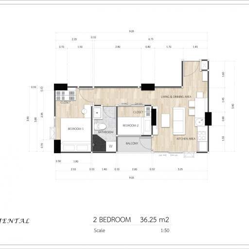 Siam Oriental Dream, 2 bedroom apartments - from 34.2 m²