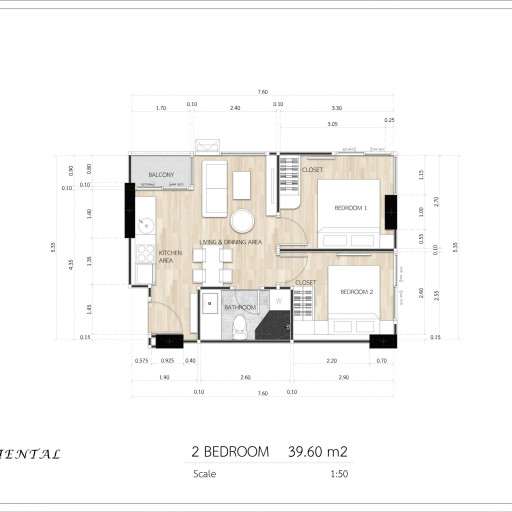 Siam Oriental Dream, 2 bedroom apartments - from 34.2 m²